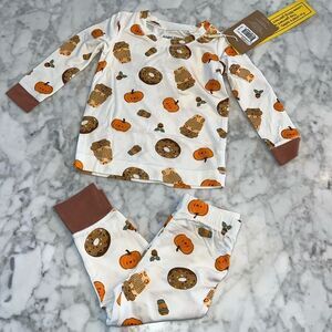 NWT ANGEL DEAR PUMPKIN THANKSGIVING FALL THEME PJ SET 6/12M